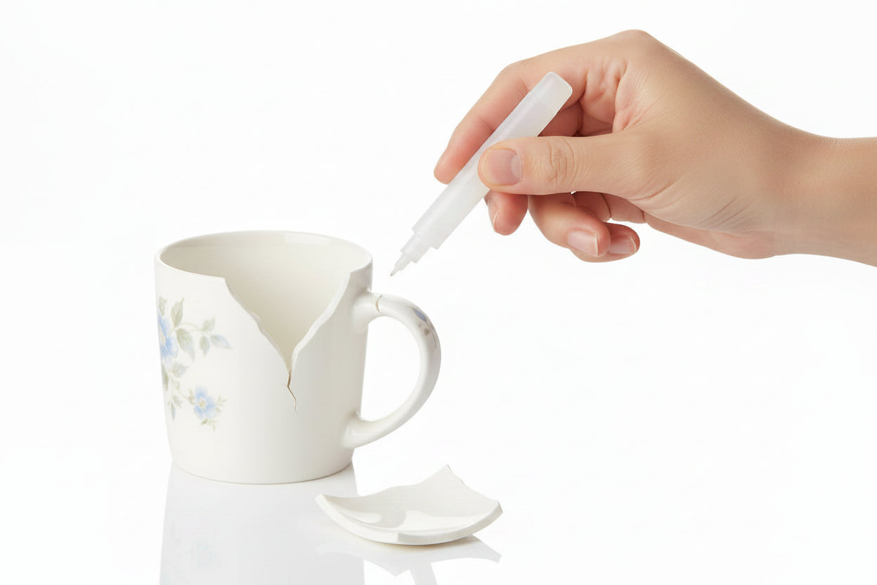 Test strip with blue cap and white body on a white background